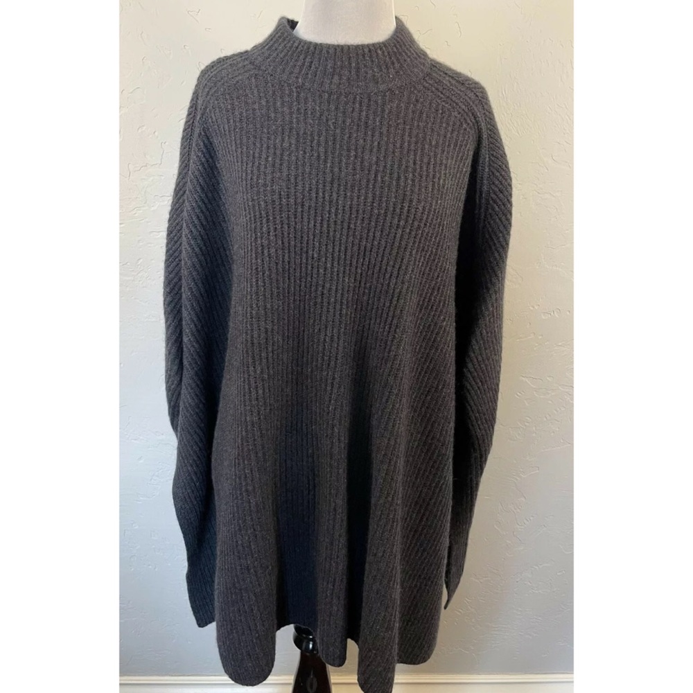 NWT Nordstrom Halogen Rib Cashmere Gray Sweater OS - Picture 2 of 5